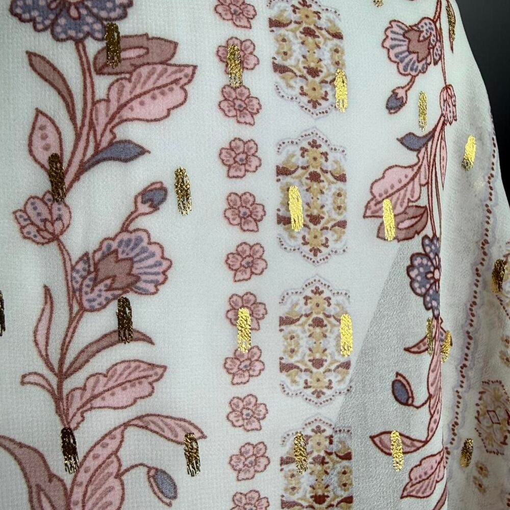 Gypsies & Moondust Boho Kimono Duster Floral Gold Detail Festival Cover Up M - Picture 5 of 7